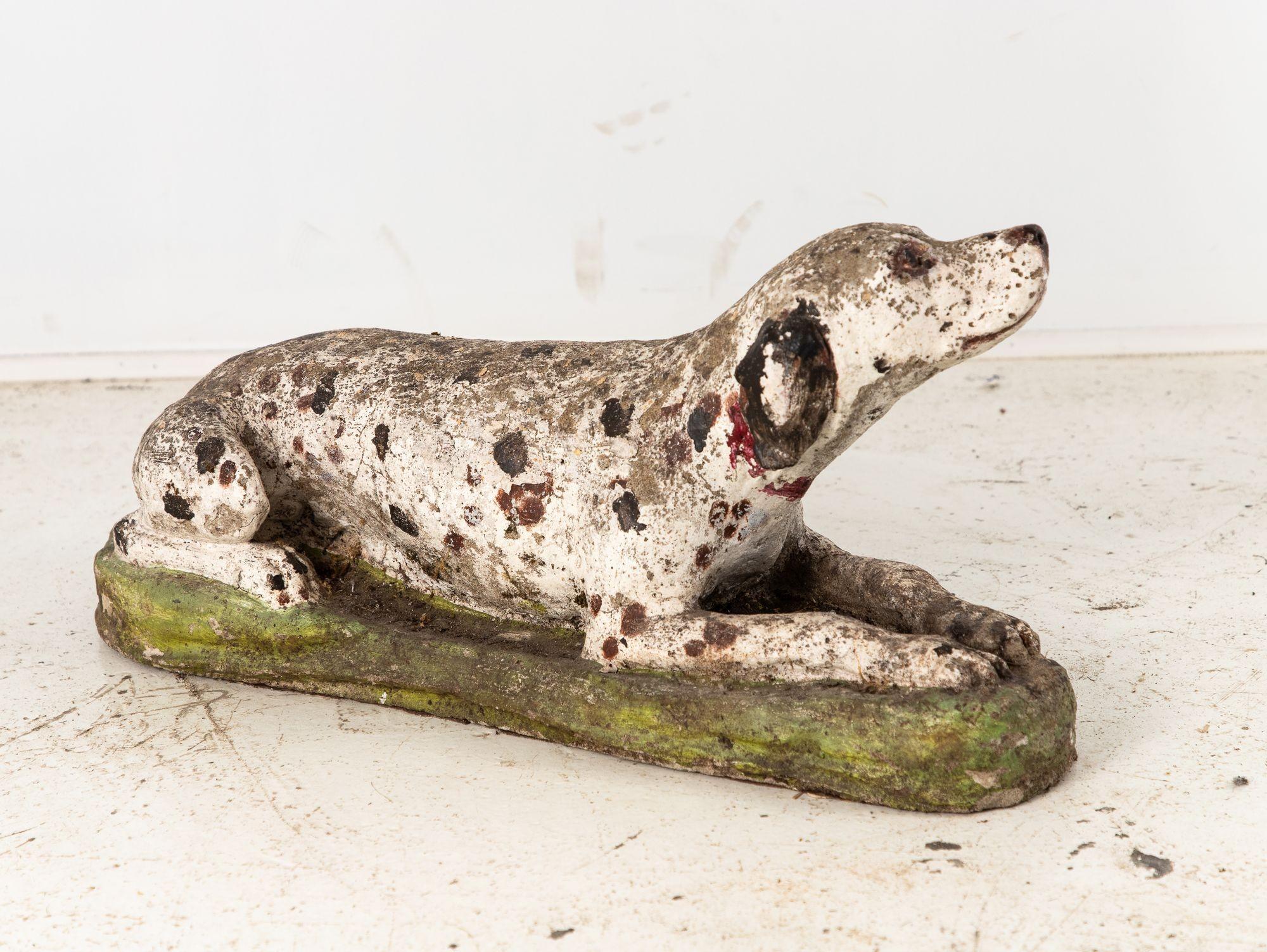 Vintage English Reconsitituted Stone Dalmatian Dog Garden Ornament, Mid 20th C. For Sale 3
