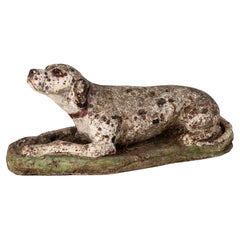 Vintage English Reconsitituted Stone Dalmatian Dog Garden Ornament, Mid 20th C.