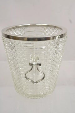 Vintage English Regency Crystal Glass Silver Plated Champagne Chiller Ice Bucket