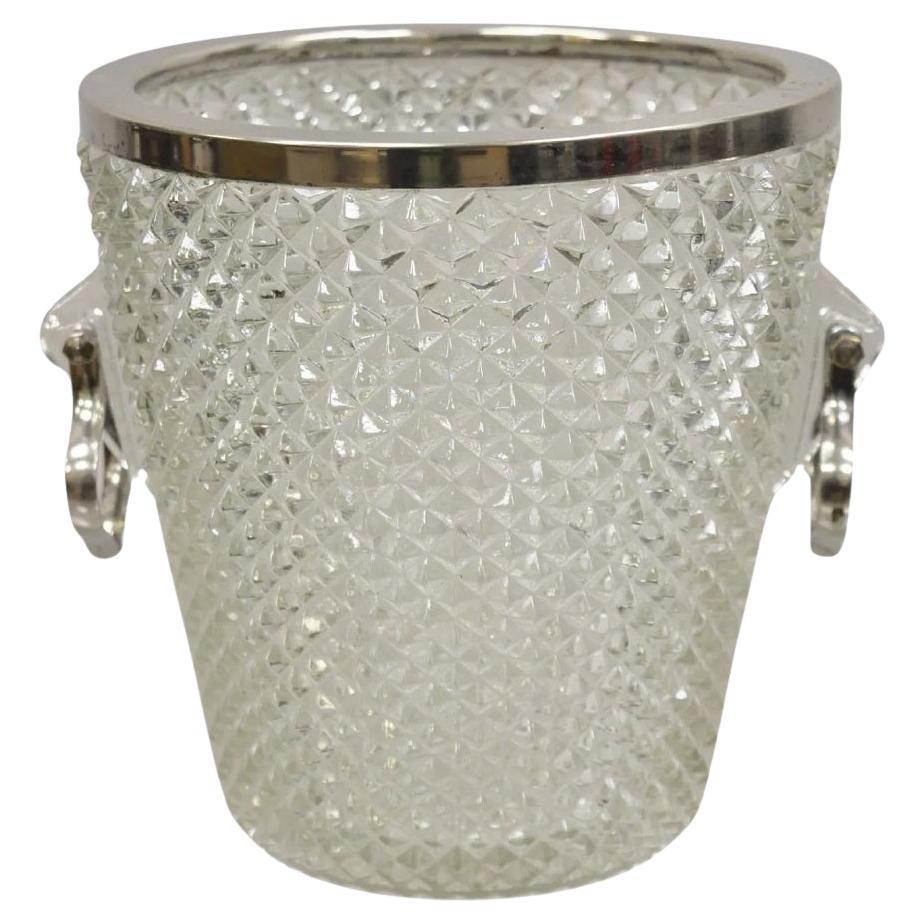 Secchiello da ghiaccio per champagne vintage in vetro cristallo inglese Regency placcato in argento