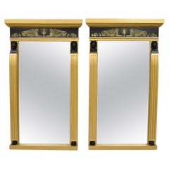 Vintage English Regency Egyptian Revival Style Sphinx Gold Wall Mirrors - a Pair