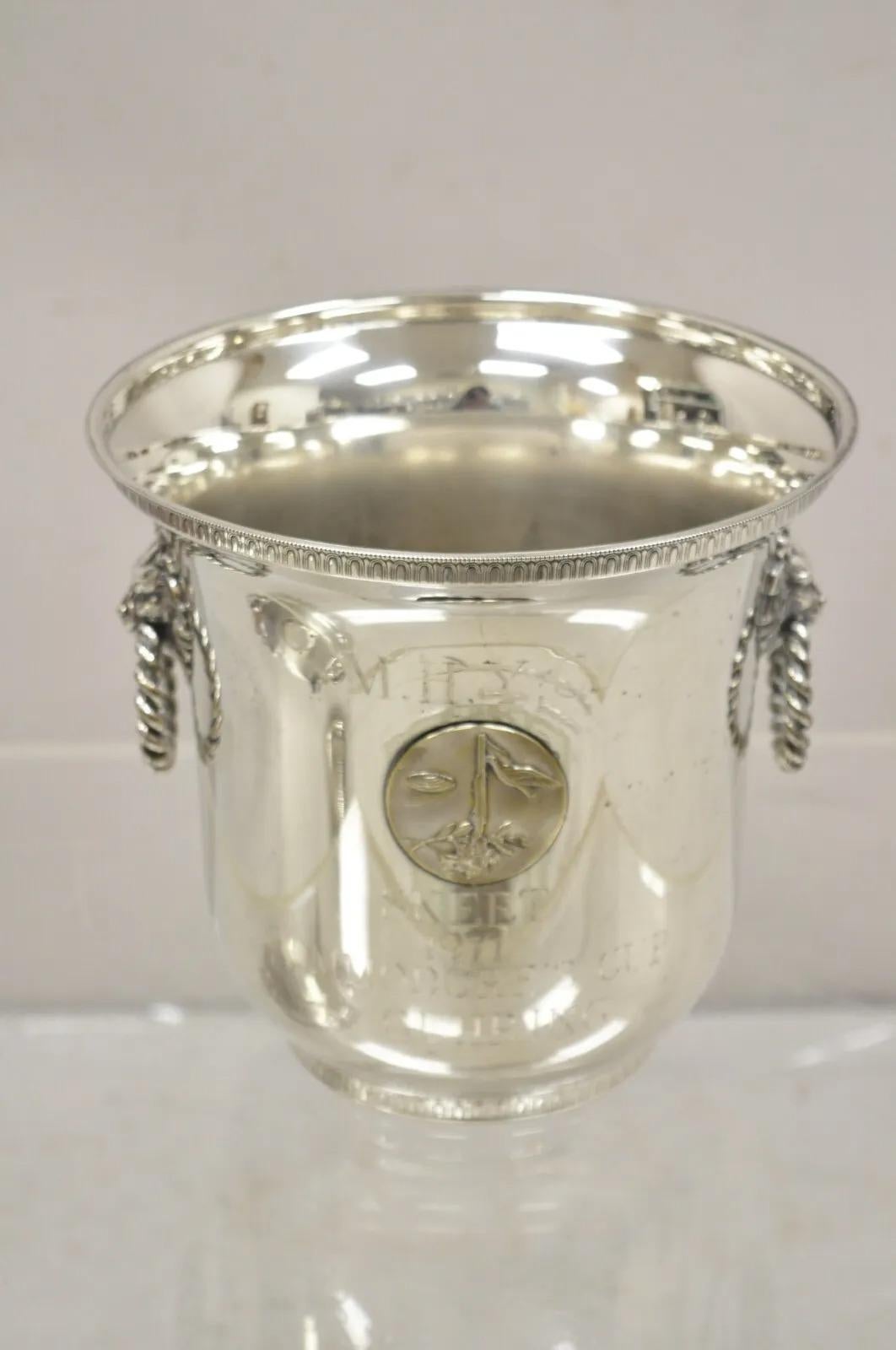 Vintage English Regency Lion Head Champagne Chiller Ice Bucket 1971 Skeet Award For Sale 7