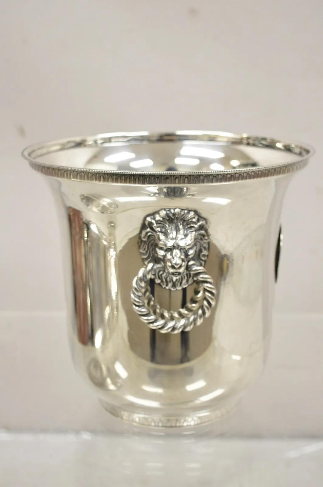 Vintage English Regency Lion Head Champagne Chiller Ice Bucket 1971 Skeet Award In Good Condition For Sale In Philadelphia, PA