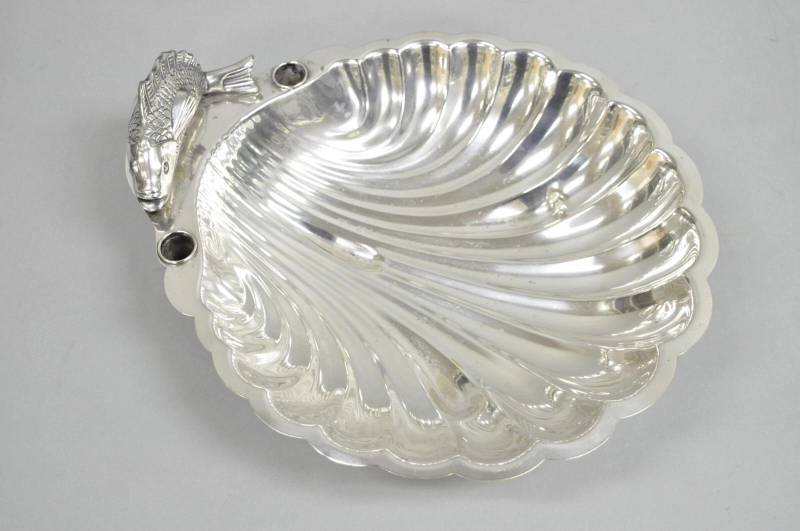 Bandeja de servir de concha de almeja y pescado chapada en plata inglesa de la época de Sheffield Desconocido en venta