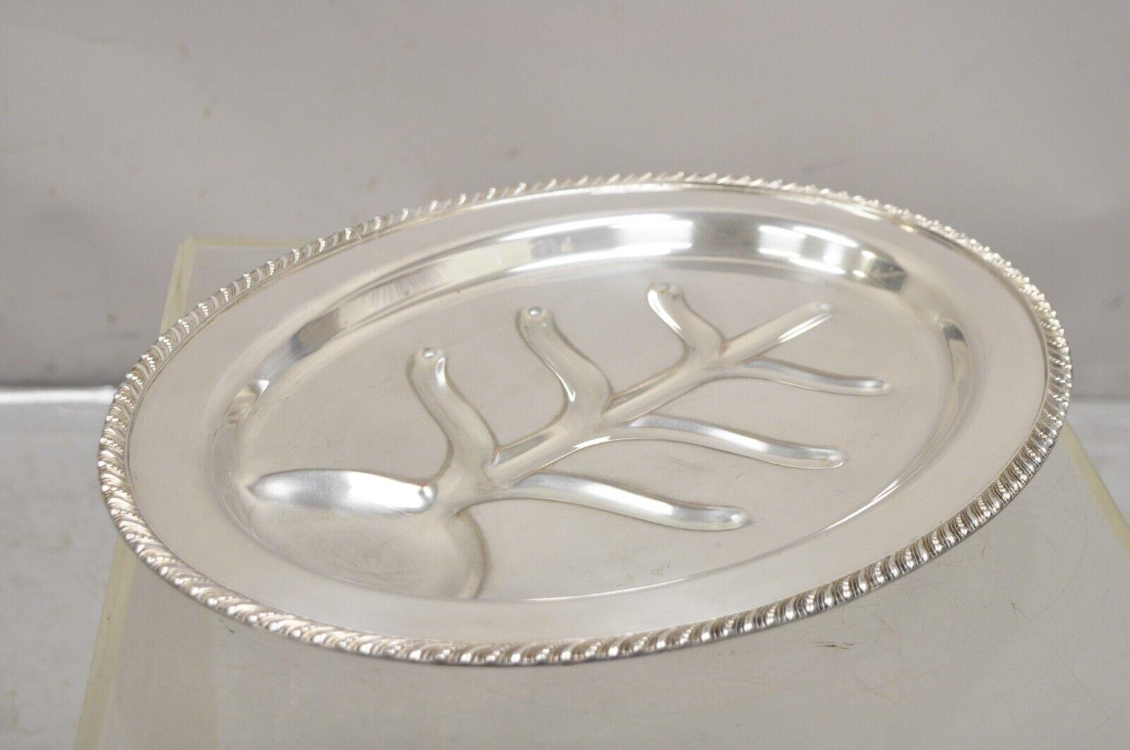 Vintage English Regency Silver Plate Oval Meat Cutlery Serving Platter Tray For Sale 5