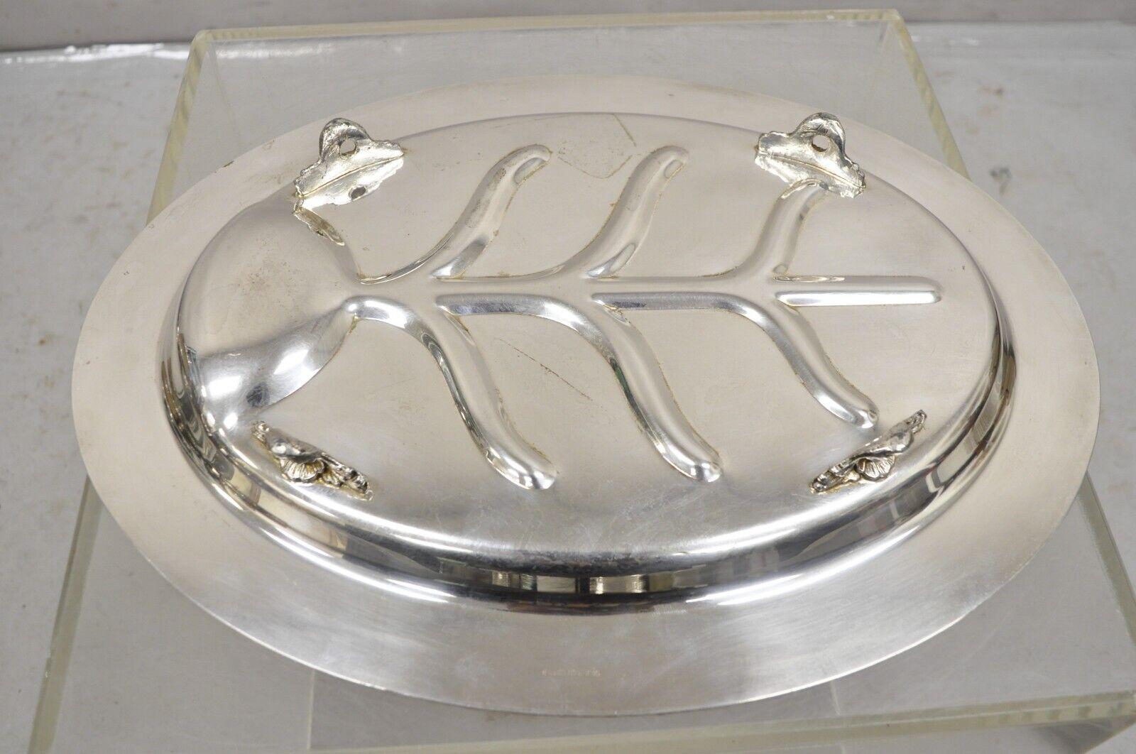 Vintage English Regency Silver Plate Oval Meat Cutlery Serving Platter Tray For Sale 6
