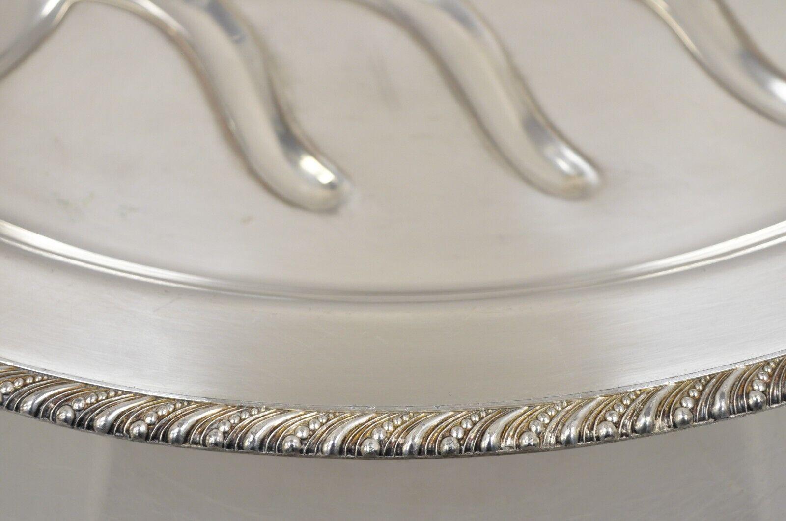 Vintage English Regency Silver Plate Oval Meat Cutlery Serving Platter Tray For Sale 2