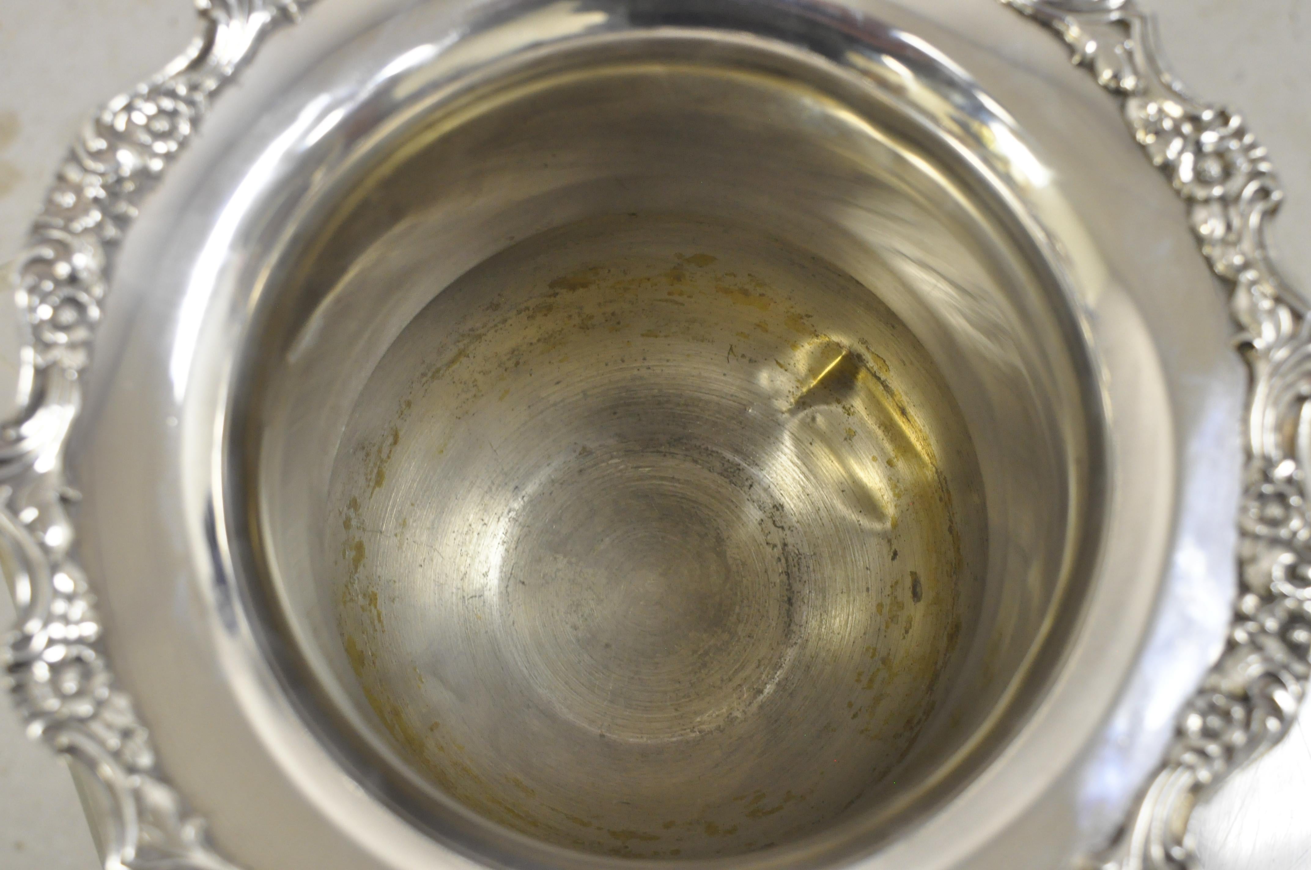 Vintage English Regency Silver Plate Trophy Urn Twin Handle Champagne Ice Bucket 3