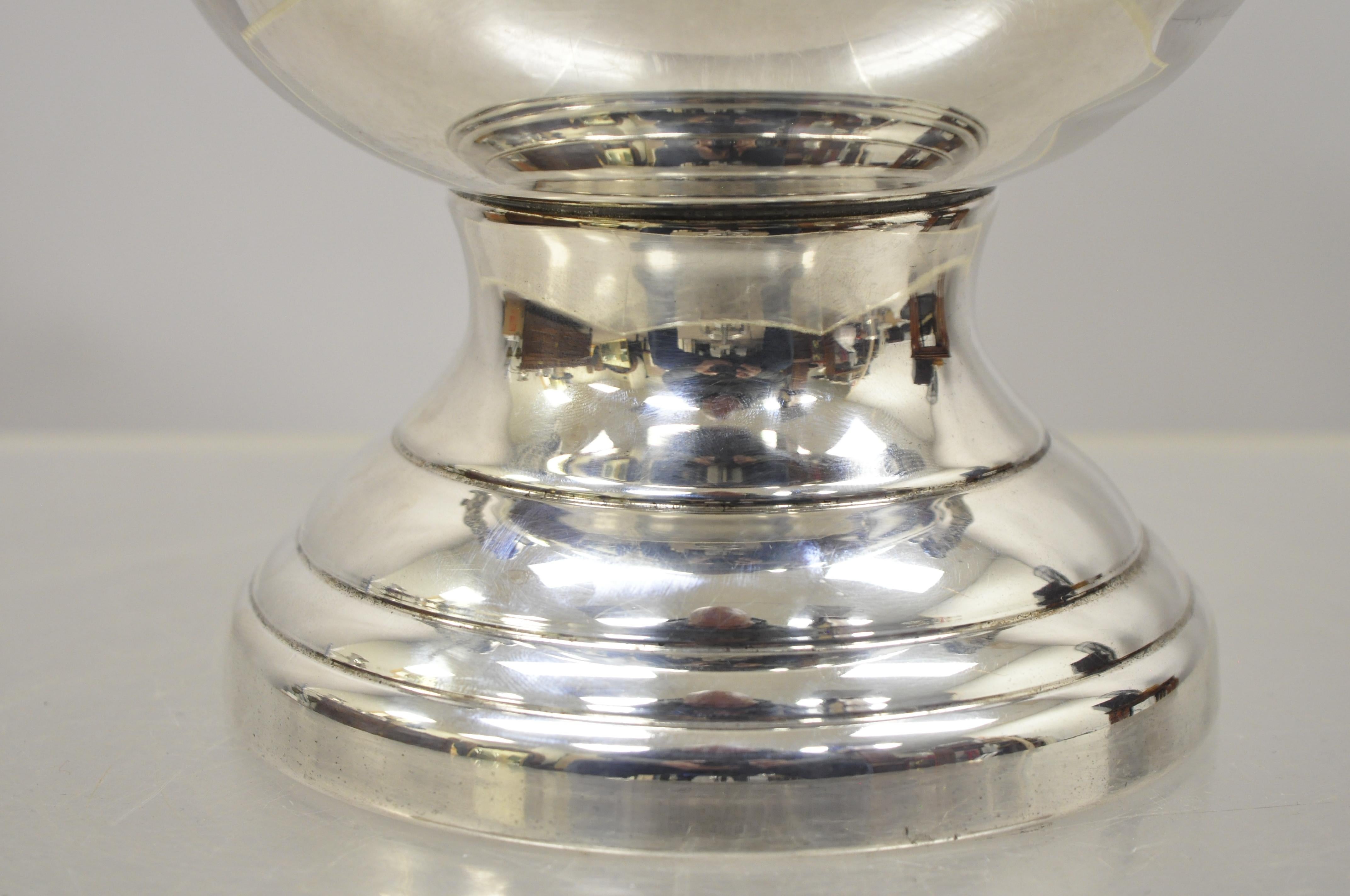 Vintage English Regency Silver Plate Trophy Urn Twin Handle Champagne Ice Bucket 4