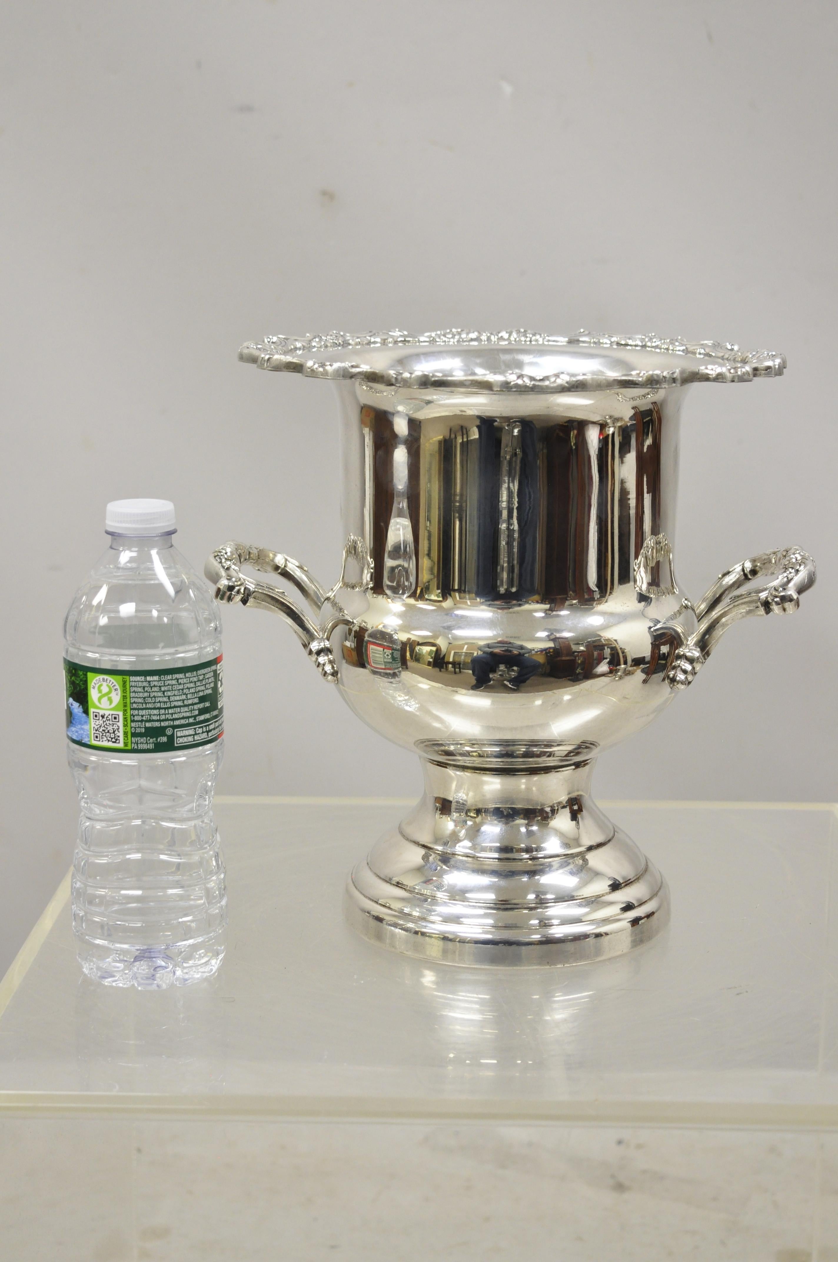Vintage English Regency Silver Plate Trophy Urn Twin Handle Champagne Ice Bucket 5