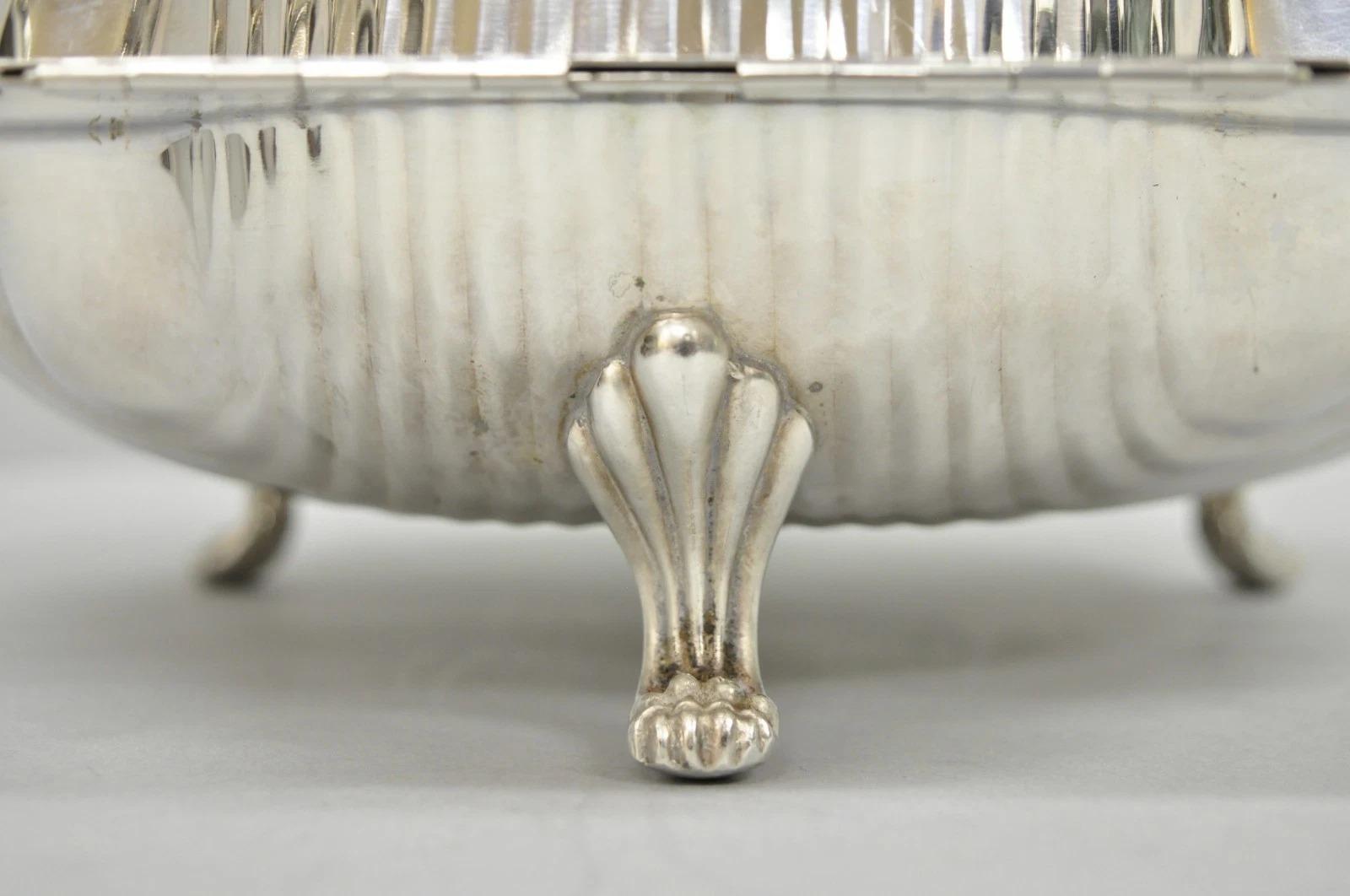 Vintage English Regency Versilbert Muschelschale Scharnier Servierplatte Schüssel (Versilberung) im Angebot