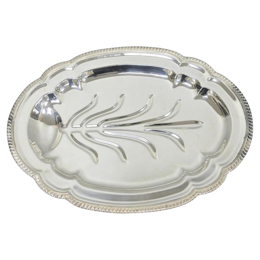 Vintage English Regency Silver Plated Meat Cutlery Serving Platter Tray by LB