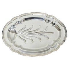 Vintage English Regency Versilbertes Fleischbesteck Servierplatte Tablett von LB