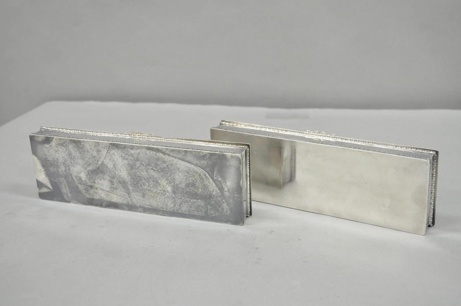 Vintage English Regency Silver Plated Narrow Vanity Dresser Jewelry Box - a Pair en vente 4
