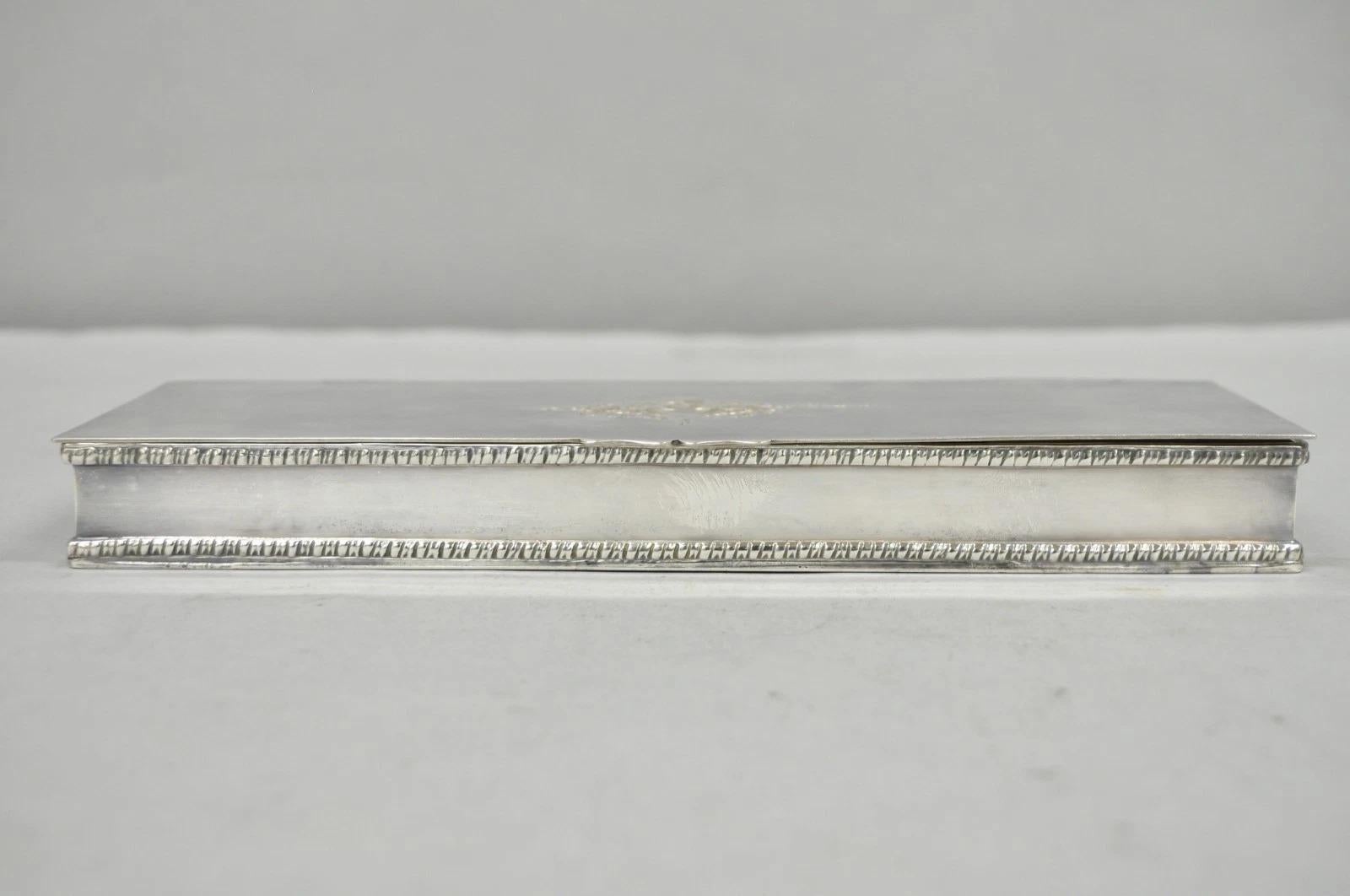 Vintage English Regency Silver Plated Narrow Vanity Dresser Jewelry Box - a Pair Bon état - En vente à Philadelphia, PA