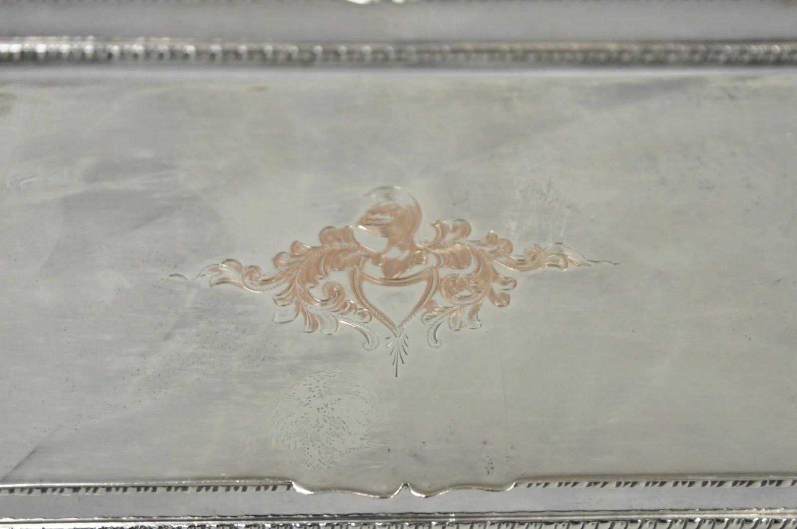 Vintage English Regency Silver Plated Narrow Vanity Dresser Jewelry Box - a Pair en vente 2