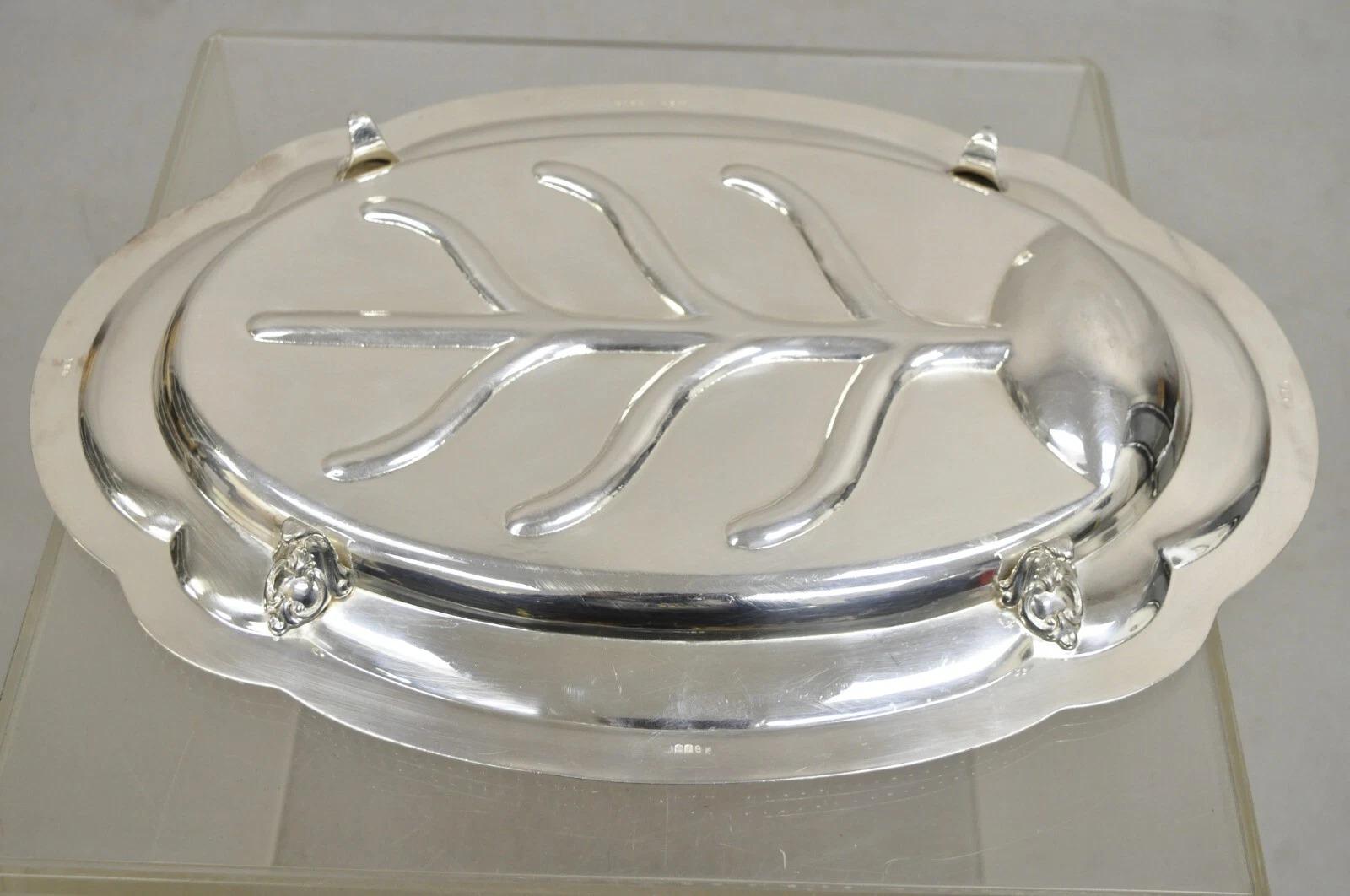 Plaqué argent Plateau de service de style English Regency ovale plaqué argent en vente