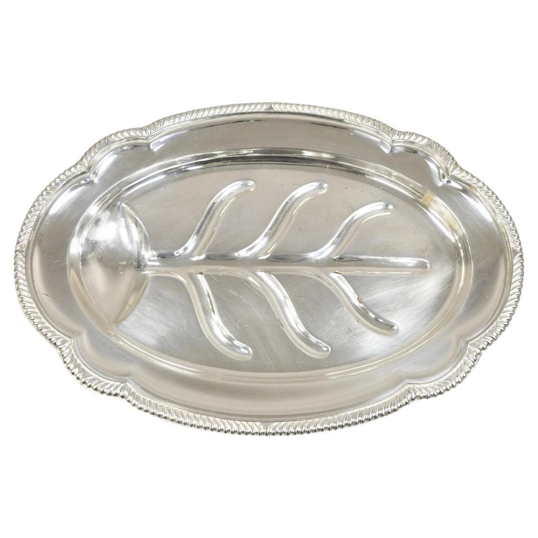 Bandeja ovalada para servir cubiertos de carne chapada en plata de la Regencia inglesa vintage