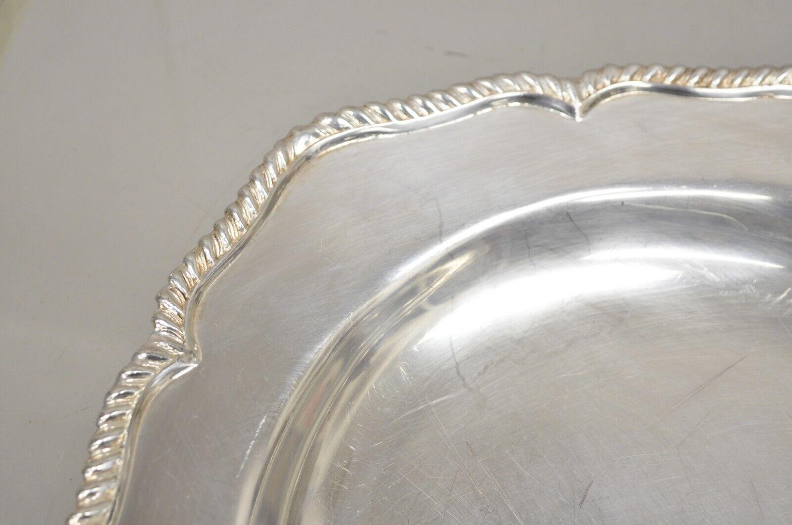 20th Century Vintage English Regency Silver Plated Oval Modernist Serving Platter Tray For Sale