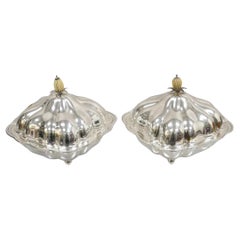 Antique English Regency Silver Plated Scalloped Covered Dish - a Pair