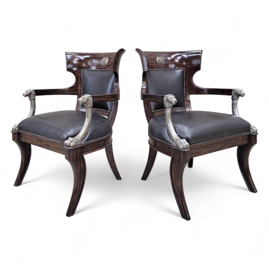 Vintage English Regency Style Eschenholz Esszimmerstühle in braunem Leder - Satz von 8 im Angebot 5