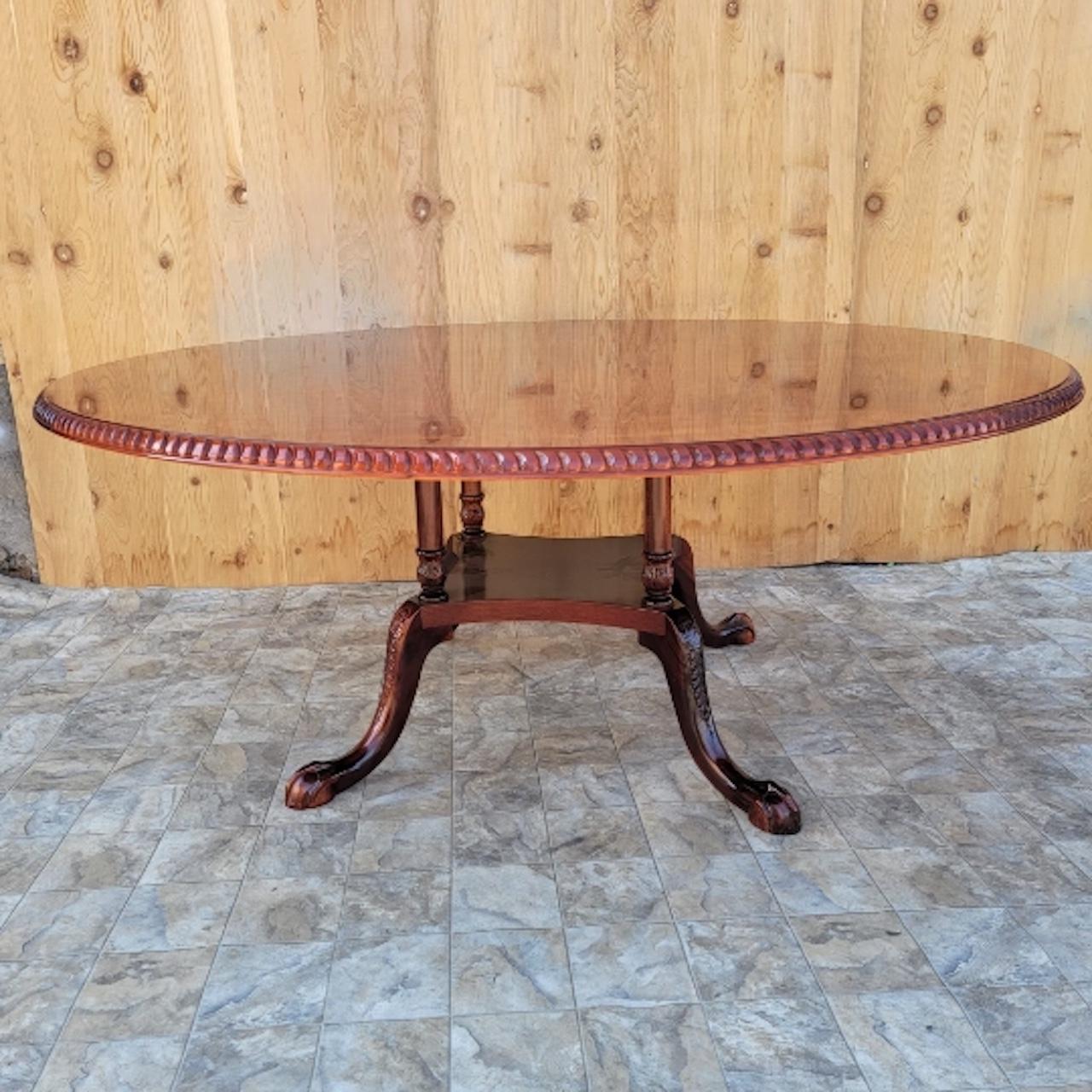 Tavolo da pranzo con piedistallo a gabbia d'uccello in stile reggenza inglese, con bordo tornito. in vendita 2