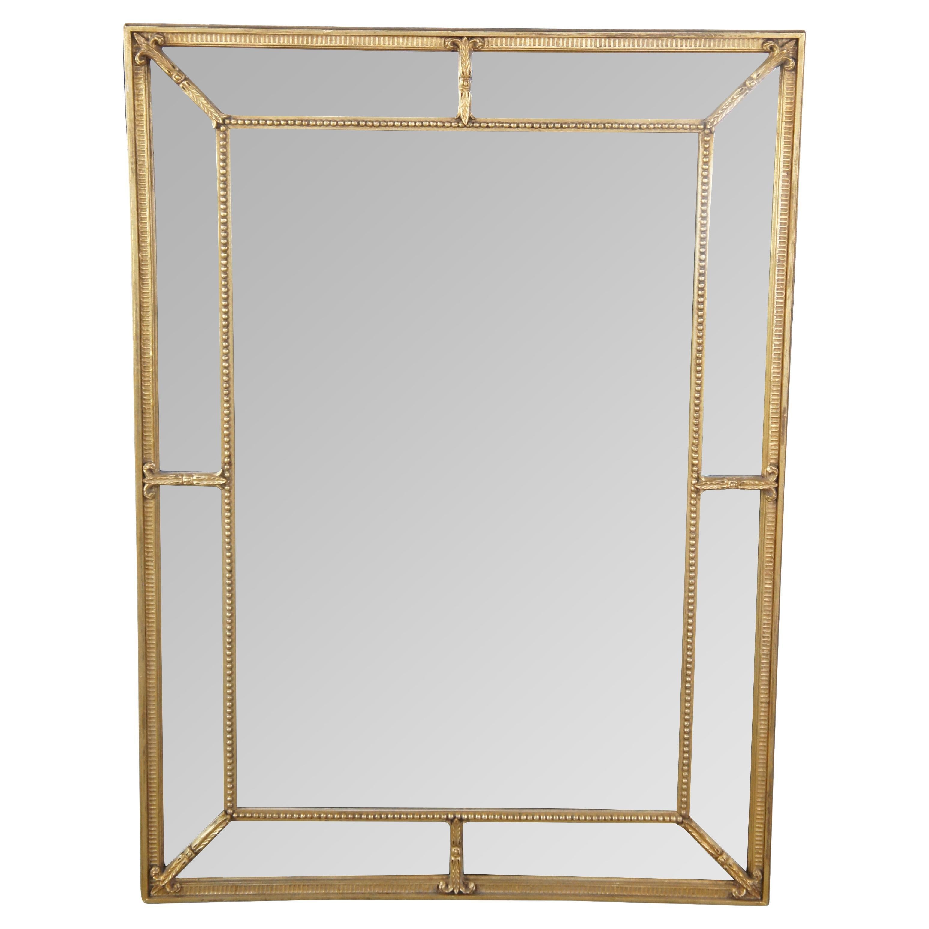 Vintage English Regency Style Giltwood Rectangular Divided Wall Mantel Mirror