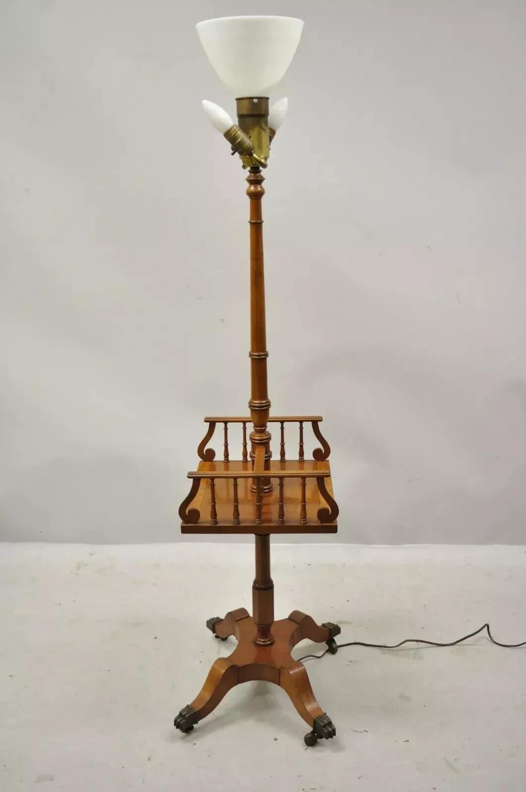 Englische Mahagoni-Stehlampe im Regency-Stil mit geschnitzter Harfe-Galerie, Vintage im Angebot 5