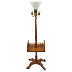 Vintage English Regency Style Mahogany Floor Table Lamp with Carved Harp Gallery