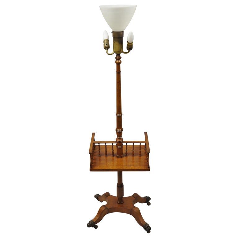 Vintage English Regency Style Mahogany, Antique Mahogany Floor Lamp