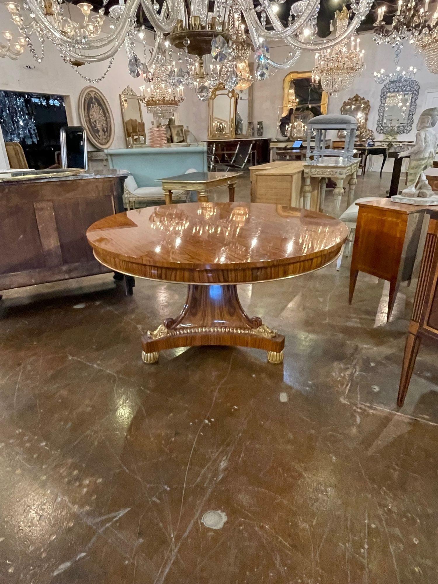 20th Century Vintage English Regency Style Rosewood and Gilt Center Table For Sale