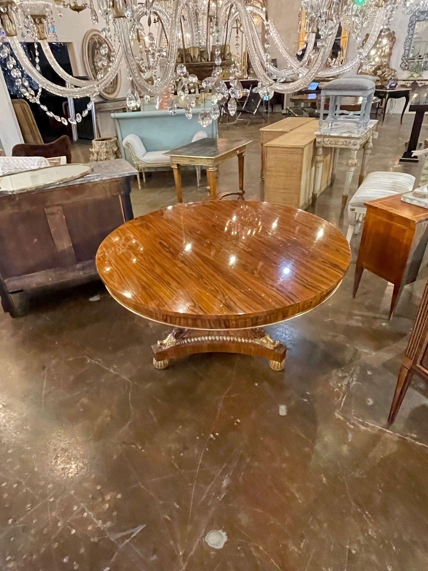 Vintage English Regency Style Rosewood and Gilt Center Table For Sale 1