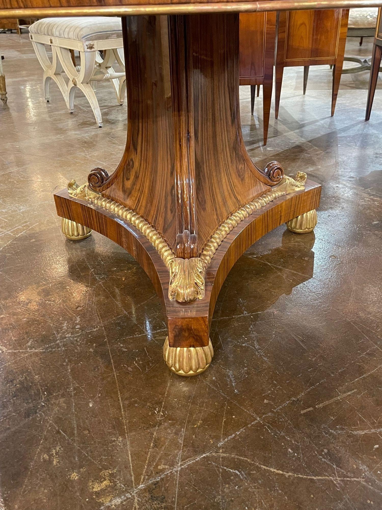 Vintage English Regency Style Rosewood and Gilt Center Table For Sale 3