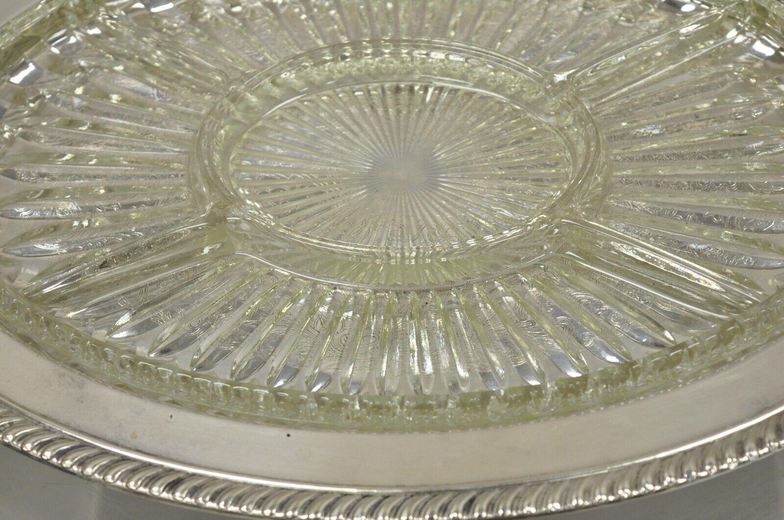 Vintage English Regency Style Silver Plated Oval Serving Dish Platter For Sale 5