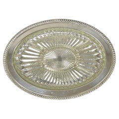 Retro English Regency Style Silver Plated Oval Serving Dish Platter