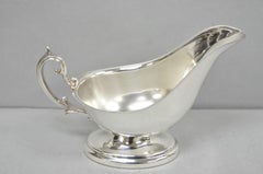 Vintage English Regency Style Silver Plated Gravy Sauce Boat con manico