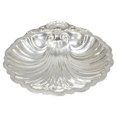 Vintage English Regency Style Silver Plated Small Clam Shell Trinket Dish