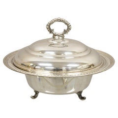 Antique English Regency Victorian Style Silver Plated Lidded Vegetable Serving D