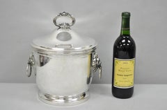 Vintage English Regency Winthrop Silver Plated Lion Handle Covered Ice Bucket
