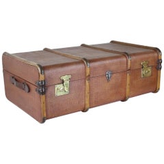 Antique English Rexene Waterproof Canvas Travel Trunk 