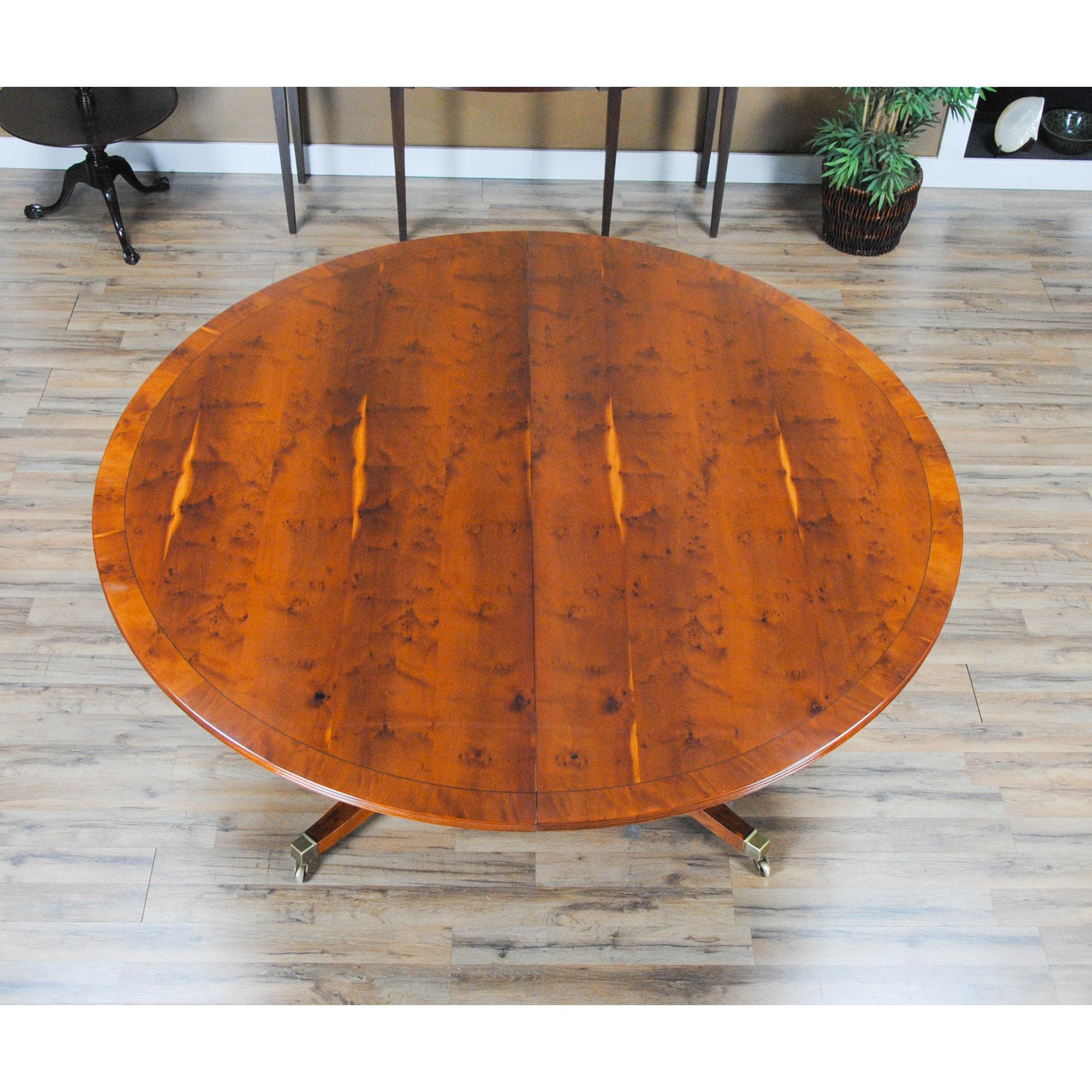 Brass Vintage English Round to Oval Dining Table For Sale