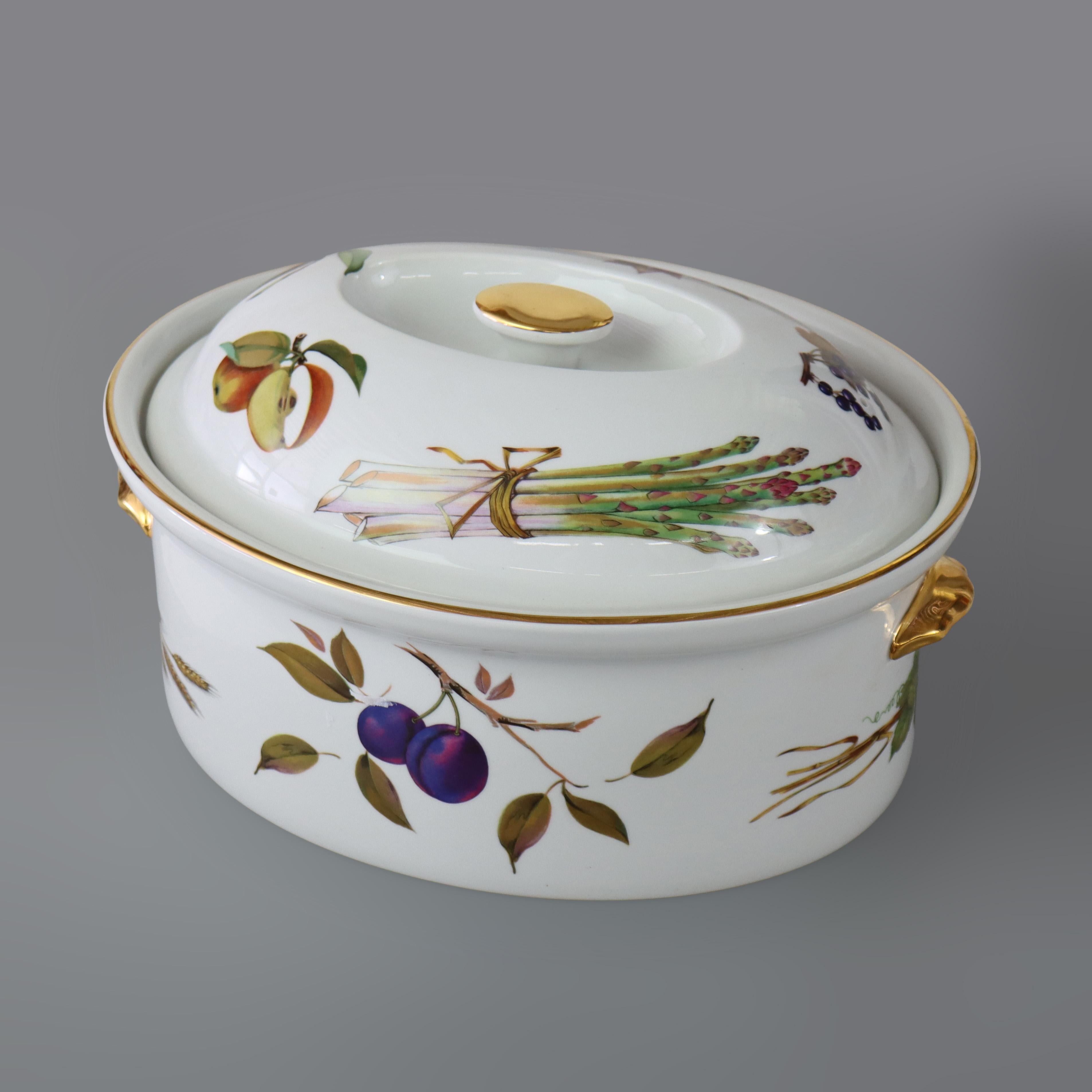 Piatto da portata in porcellana Royal Worcester inglese d'epoca con pesche C1960 in vendita 6
