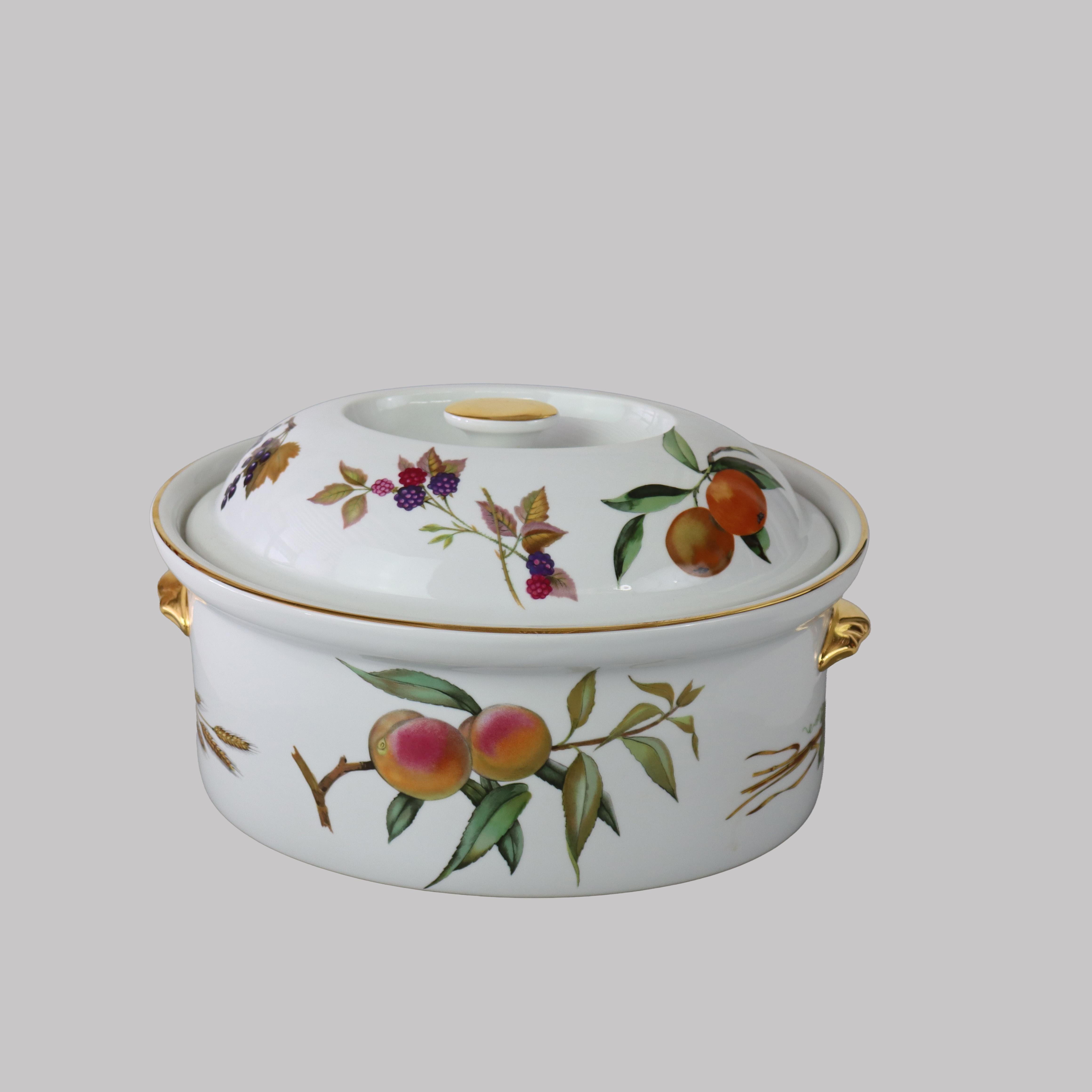 Piatto da portata in porcellana Royal Worcester inglese d'epoca con pesche C1960 in vendita 1