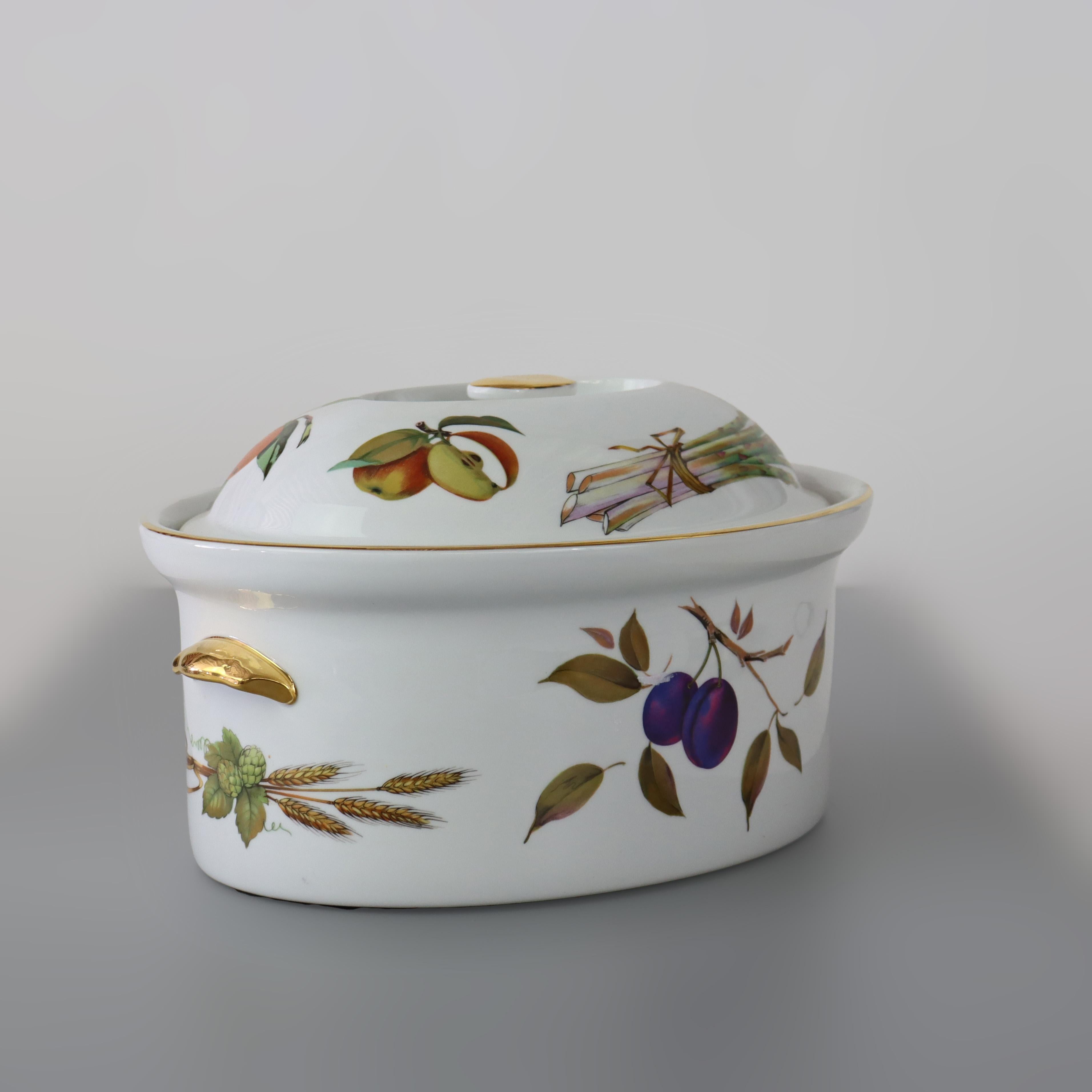 Piatto da portata in porcellana Royal Worcester inglese d'epoca con pesche C1960 in vendita 3
