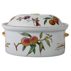 Cazuela de porcelana inglesa vintage Royal Worcester con melocotones C1960