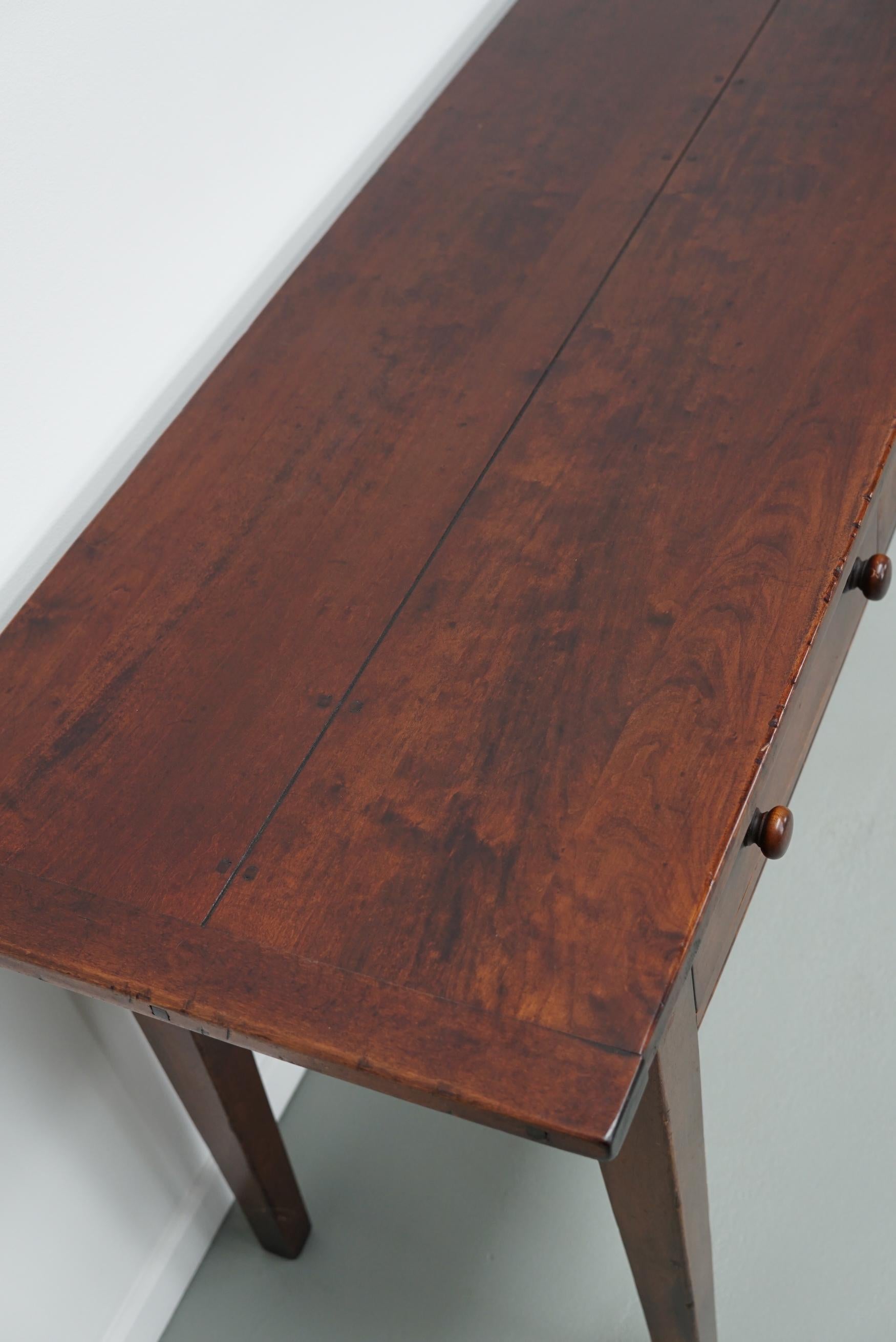 Vintage English Rustic Farmhouse Cherry Side Table, 1950s For Sale 3