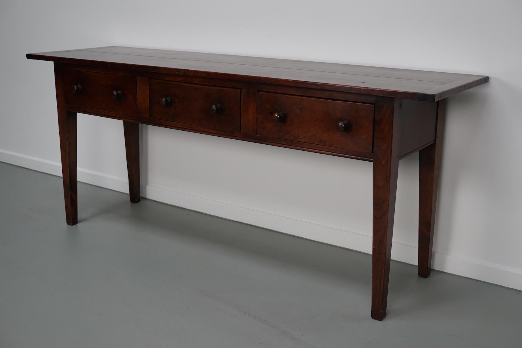 Vintage English Rustic Farmhouse Cherry Side Table, 1950s For Sale 5