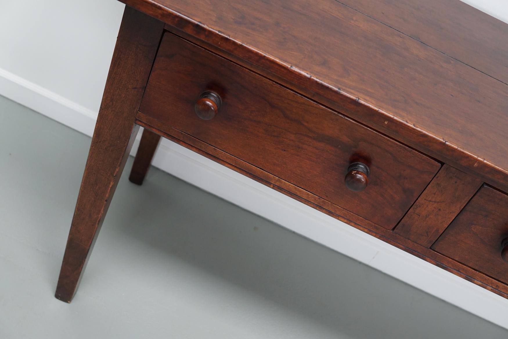 Vintage English Rustic Farmhouse Cherry Side Table, 1950s For Sale 6