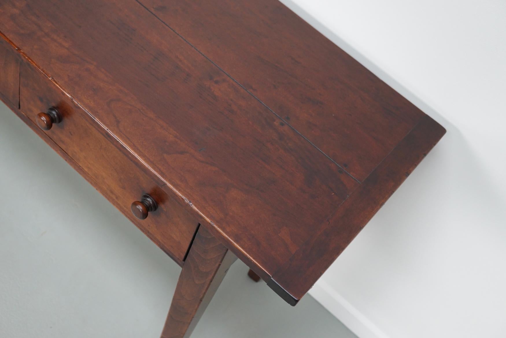 British Vintage English Rustic Farmhouse Cherry Side Table, 1950s For Sale
