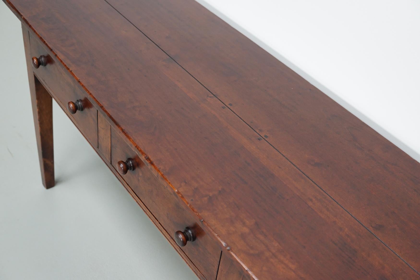 Mid-20th Century Vintage English Rustic Farmhouse Cherry Side Table, 1950s For Sale